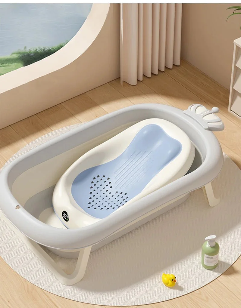 Folding Baby Bath Tub – Non-Slip Newborn Shower Support - Image 7