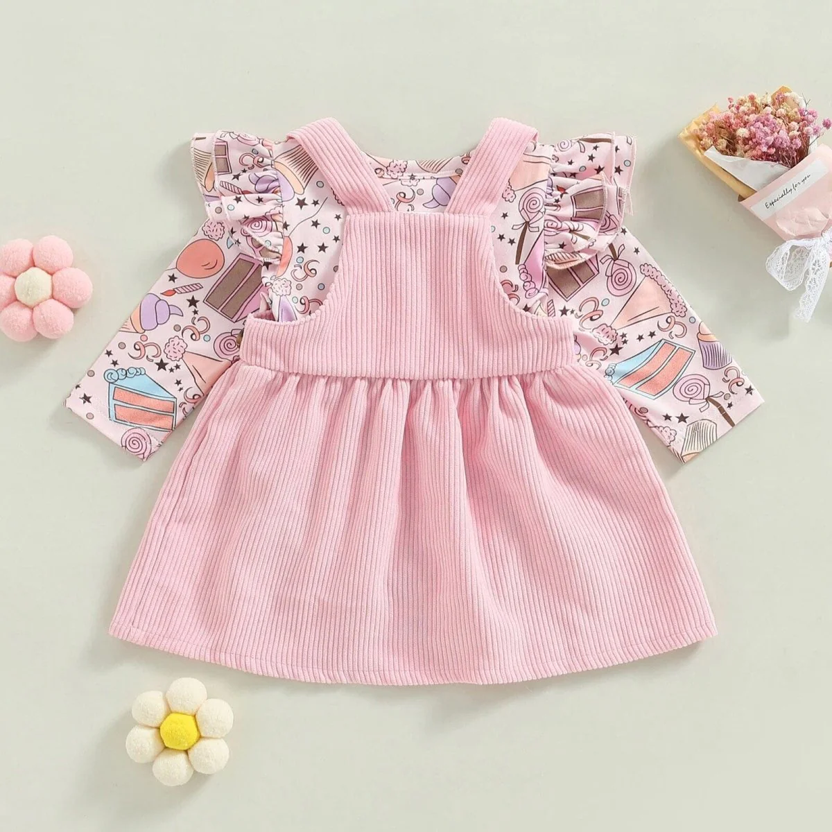 Baby Girl Pink Suspender Skirt - Image 4