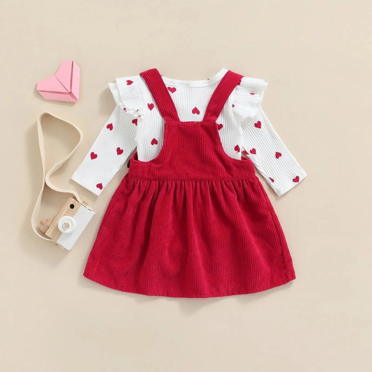 Baby Girl Red Suspender Skirt - Image 5
