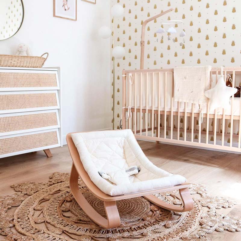 Natural Wooden Organic Cotton Cushion Baby Rocker - Image 12