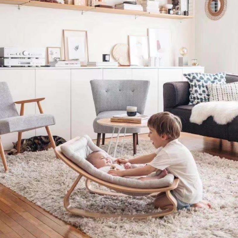 Natural Wooden Organic Cotton Cushion Baby Rocker - Image 15