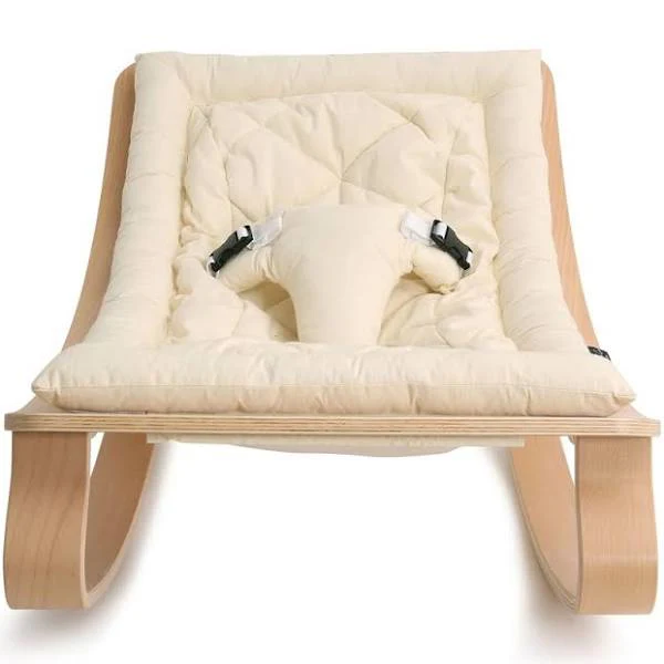 Natural Wooden Organic Cotton Cushion Baby Rocker - Image 9