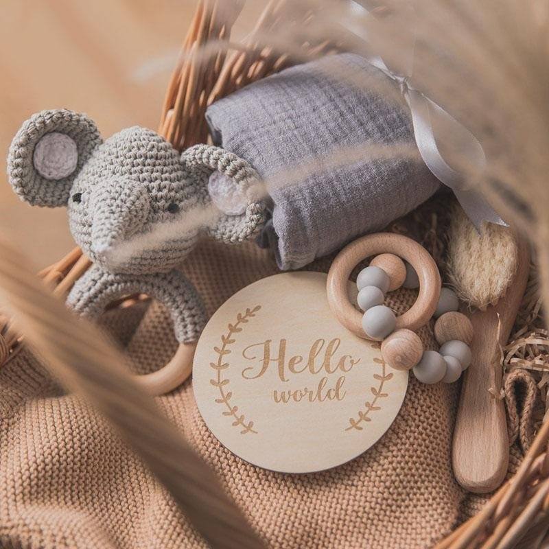 Wooden Rattles Cotton Blanket Baby Gift Set - Image 3